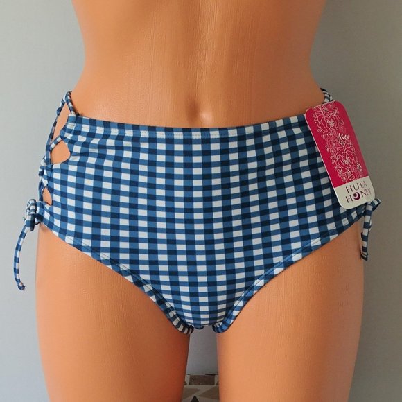 Hula Honey Other - Hula Honey Junior Plaid Lace-Up Bikini Bottom